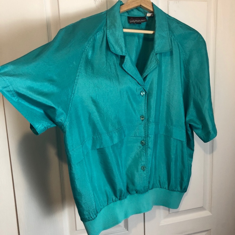 80s Aqua Top Casual Vintage Summer Vibes